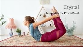  Presentation with young healthy people - Beautiful slide set featuring fitness people and healthy lifestyle concept - young woman doing bow pose at yoga studio backdrop and a white colored foreground