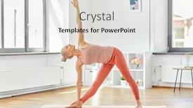  Presentation with young happy people smiling - Amazing PPT theme having fitness-people-and-healthy-lifestyle backdrop and a light gray colored foreground