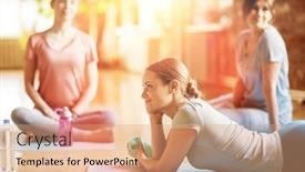 Presentation with group fitness - Presentation theme having fitness-people-and-healthy-lifestyle background and a coral colored foreground