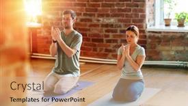  Presentation with healthy people - Beautiful presentation design featuring fitness-people-and-healthy-lifestyle backdrop and a coral colored foreground