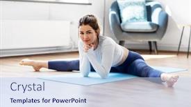  Presentation with young healthy people - Cool new presentation theme with fitness-people-and-healthy-lifestyle backdrop and a light blue colored foreground