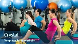  Presentation with strengthening - Audience pleasing slides consisting of fitness people in gym backdrop and a ocean colored foreground