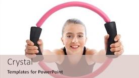  Presentation with pilates - Presentation theme consisting of fitness pilates yoga ring kid girl exercise workout on white background background and a soft green colored foreground