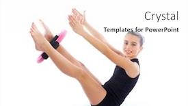  Presentation with pilates - Cool new slides with fitness pilates yoga ring kid girl exercise workout on white background backdrop and a white colored foreground