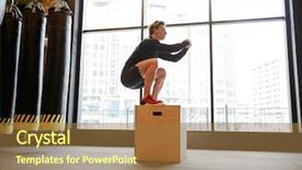  Presentation with professional tennis player athlete man - Presentation theme consisting of healthclub - side view of young athletic background and a coral colored foreground