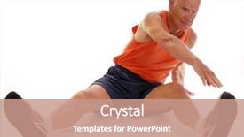  Presentation with senior fitness - Presentation theme having fitness rehabilitation - fit senior man background and a coral colored foreground