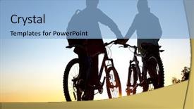  Presentation with rock - Presentation having fitness relation - couple of bicyclists background and a light blue colored foreground