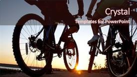  Presentation with rock and roll - Beautiful presentation theme featuring fitness relation - couple of bicyclists backdrop and a wine colored foreground