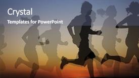  Presentation with runners - Audience pleasing presentation design consisting of fitness relation - group of runners both male backdrop and a ocean colored foreground