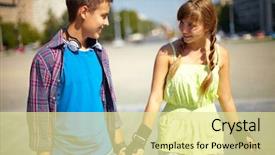  Presentation with summer time - Cool new theme with fitness relation - happy teenagers spending time together backdrop and a blonde colored foreground