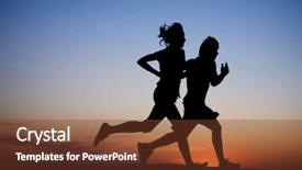  Presentation with coast - Cool new presentation design with fitness relation - young couple man and woman backdrop and a tawny brown colored foreground