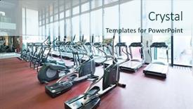  Presentation with equipment - Beautiful presentation theme featuring fitness room - decoration and equipment in modern backdrop and a sky blue colored foreground