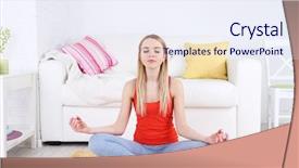  Presentation with mother doing yoga kids - Slides enhanced with fitness room - young woman doing yoga background and a  colored foreground