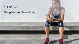  Presentation with asian music - Beautiful presentation featuring fitness runner on mobile smart backdrop and a light gray colored foreground