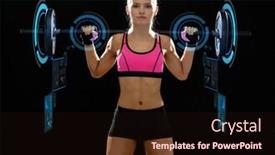  Presentation with barbell - Slides consisting of fitness sport and dieting concept - sporty woman exercising with barbell background and a wine colored foreground