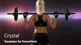  Presentation with barbell - Beautiful PPT theme featuring fitness-sport-and-dieting-concept backdrop and a wine colored foreground