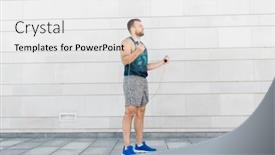  Presentation with rope jumping or bungee jumping - PPT theme enhanced with fitness-sport-and-exercising-concept background and a white colored foreground