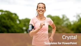  Presentation with clean water healthy concept - Slides having smartphone jogging at summer park background and a coral colored foreground
