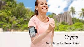  Presentation with healthy lifestyle - Beautiful slide set featuring running and listening to music backdrop and a lemonade colored foreground