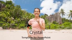  Presentation with sport and health - PPT theme having running and listening to music background and a lemonade colored foreground