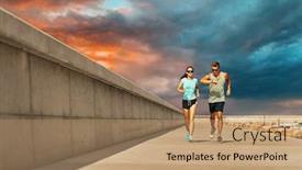  Presentation with healthy lifestyle - Presentation theme having fitness-sport-and-healthy-lifestyle background and a coral colored foreground