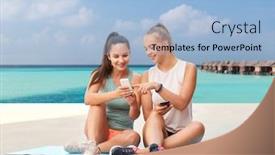  Presentation with female sport - Presentation theme having fitness-sport-and-healthy-lifestyle background and a light blue colored foreground