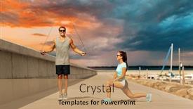  Presentation with lifestyle - Slides having fitness-sport-and-healthy-lifestyle background and a coral colored foreground