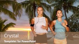  Presentation with female sport - Colorful PPT theme enhanced with fitness-sport-and-healthy-lifestyle backdrop and a coral colored foreground