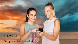  Presentation with female sport - Colorful presentation theme enhanced with fitness-sport-and-healthy-lifestyle backdrop and a coral colored foreground