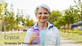  Presentation with senior fitness - PPT theme featuring fitness-sport-and-healthy-lifestyle background and a soft green colored foreground