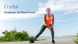  Presentation with healthy lifestyle - PPT theme featuring fitness-sport-and-healthy-lifestyle background and a sky blue colored foreground