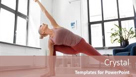  Presentation with healthy lifestyle - Cool new PPT theme with fitness-sport-and-healthy-lifestyle backdrop and a coral colored foreground