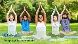  Presentation with group fitness - Audience pleasing theme consisting of fitness-sport-and-healthy-lifestyle backdrop and a mint green colored foreground