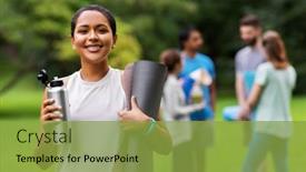  Presentation with african american meeting - Amazing presentation design having fitness-sport-and-healthy-lifestyle backdrop and a yellow colored foreground