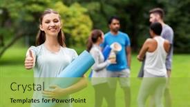 Presentation with young healthy people - Beautiful PPT theme featuring fitness-sport-and-healthy-lifestyle backdrop and a yellow colored foreground