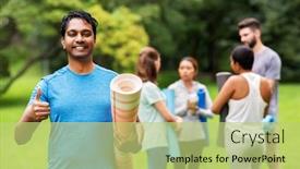  Presentation with young healthy people - PPT theme featuring fitness-sport-and-healthy-lifestyle background and a mint green colored foreground