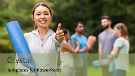  Presentation with young healthy people - Slides featuring fitness-sport-and-healthy-lifestyle background and a yellow colored foreground