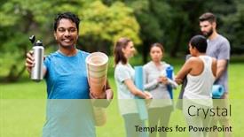  Presentation with young healthy people - Amazing slides having fitness-sport-and-healthy-lifestyle backdrop and a mint green colored foreground