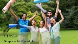  Presentation with group fitness - Audience pleasing PPT layouts consisting of fitness-sport-and-healthy-lifestyle backdrop and a yellow colored foreground