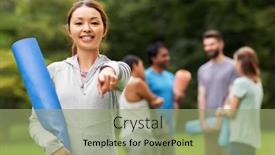  Presentation with young healthy people - Amazing slide deck having fitness-sport-and-healthy-lifestyle backdrop and a mint green colored foreground