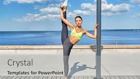  Presentation with pole - Beautiful presentation featuring fitness-sport-and-healthy-lifestyle backdrop and a light gray colored foreground
