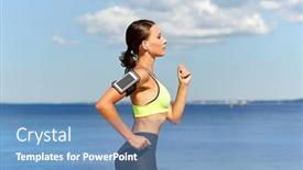  Presentation with healthy lifestyle - Presentation design consisting of fitness-sport-and-healthy-lifestyle background and a teal colored foreground