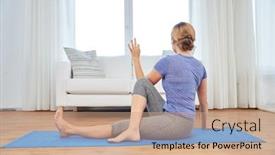  Presentation with exercise sport - Beautiful slide deck featuring fitness-sport-and-healthy-lifestyle backdrop and a coral colored foreground