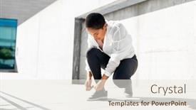  Presentation with sneakers - Presentation theme featuring fitness-sport-and-healthy-lifestyle background and a sky blue colored foreground