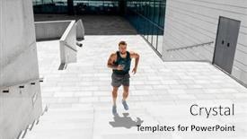  Presentation with upstairs - Colorful slide set enhanced with fitness-sport-and-healthy-lifestyle backdrop and a white colored foreground