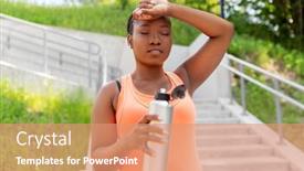  Presentation with water bottle - Slide deck having fitness-sport-and-healthy-lifestyle background and a coral colored foreground