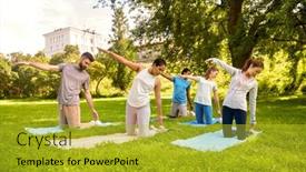  Presentation with group fitness - Audience pleasing slides consisting of fitness-sport-and-healthy-lifestyle backdrop and a gold colored foreground