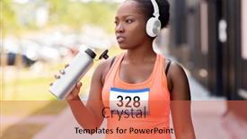  Presentation with marathon sport runner - Amazing theme having fitness-sport-and-healthy-lifestyle backdrop and a coral colored foreground