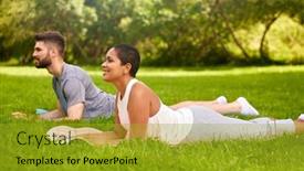  Presentation with healthy people - Theme having fitness-sport-and-healthy-lifestyle background and a gold colored foreground