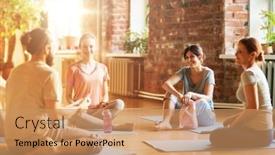  Presentation with healthy lifestyle - Amazing presentation theme having fitness-sport-and-healthy-lifestyle backdrop and a coral colored foreground